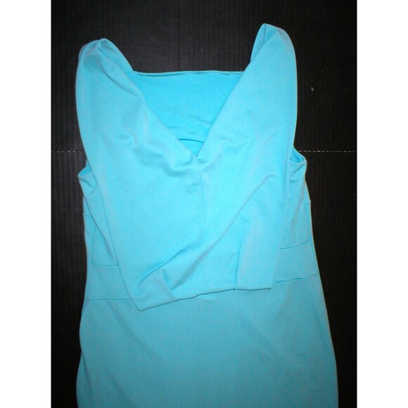 New Ann Taylor Dress Matte Jersey Aqua Light Blue Womens 0 Back Drape Sleeveless - Picture 3 of 9